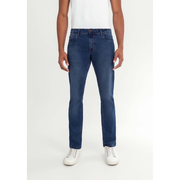 Hangar 33Brazilian Dark Wash Classic 5 Pocket Design Zip Front Slim Jeans